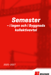 Röd bakgrund med vit text.