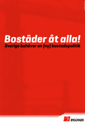 Röd bakgrund med svart och vit text.