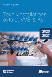 Blå bakgrund och vit text.