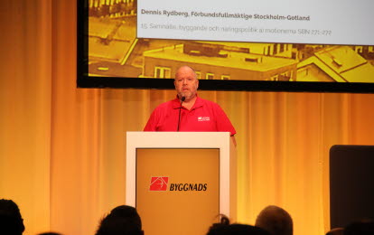 Dennis Rydberg, ombud på Byggnads kongress 2022. 