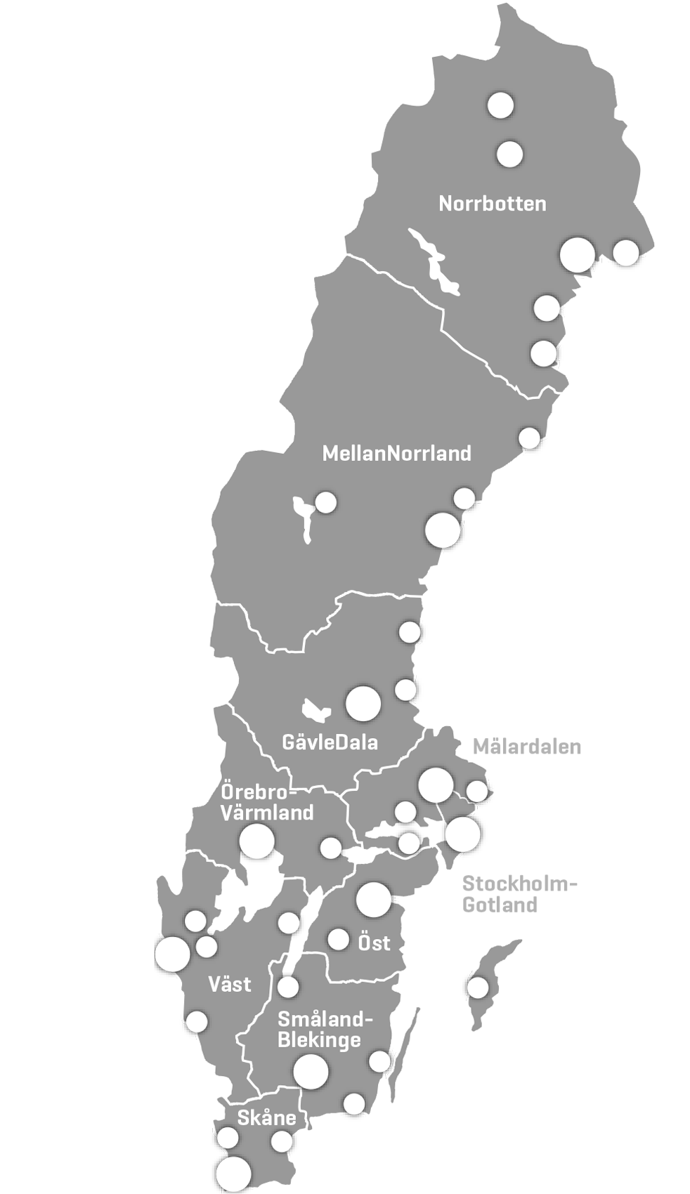 Karta över Byggnads regioner